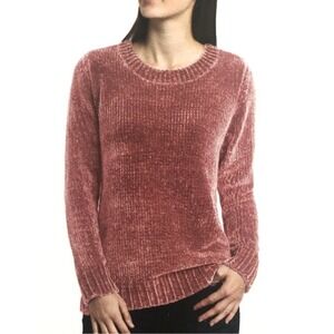 Orvis Chenille Women Size M Mauve‎ Pink Pullover Sweater Long Sleeve Soft Knit
